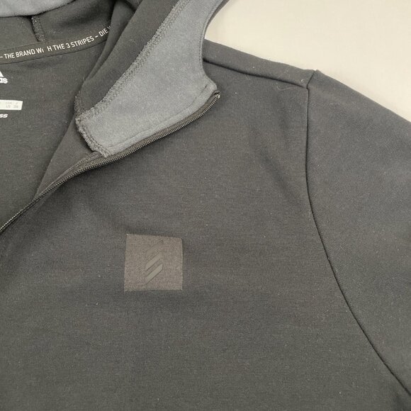 Adidas Adicross 1/4 Zip Hoodie Sweatshirt Men’s L Side Zip Cotton Blend Black - Picture 7 of 12
